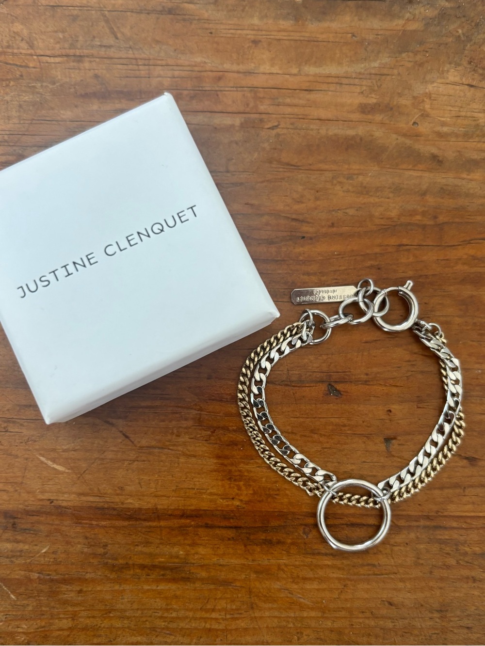 Justine Clenquet palladium and brass bracelet
